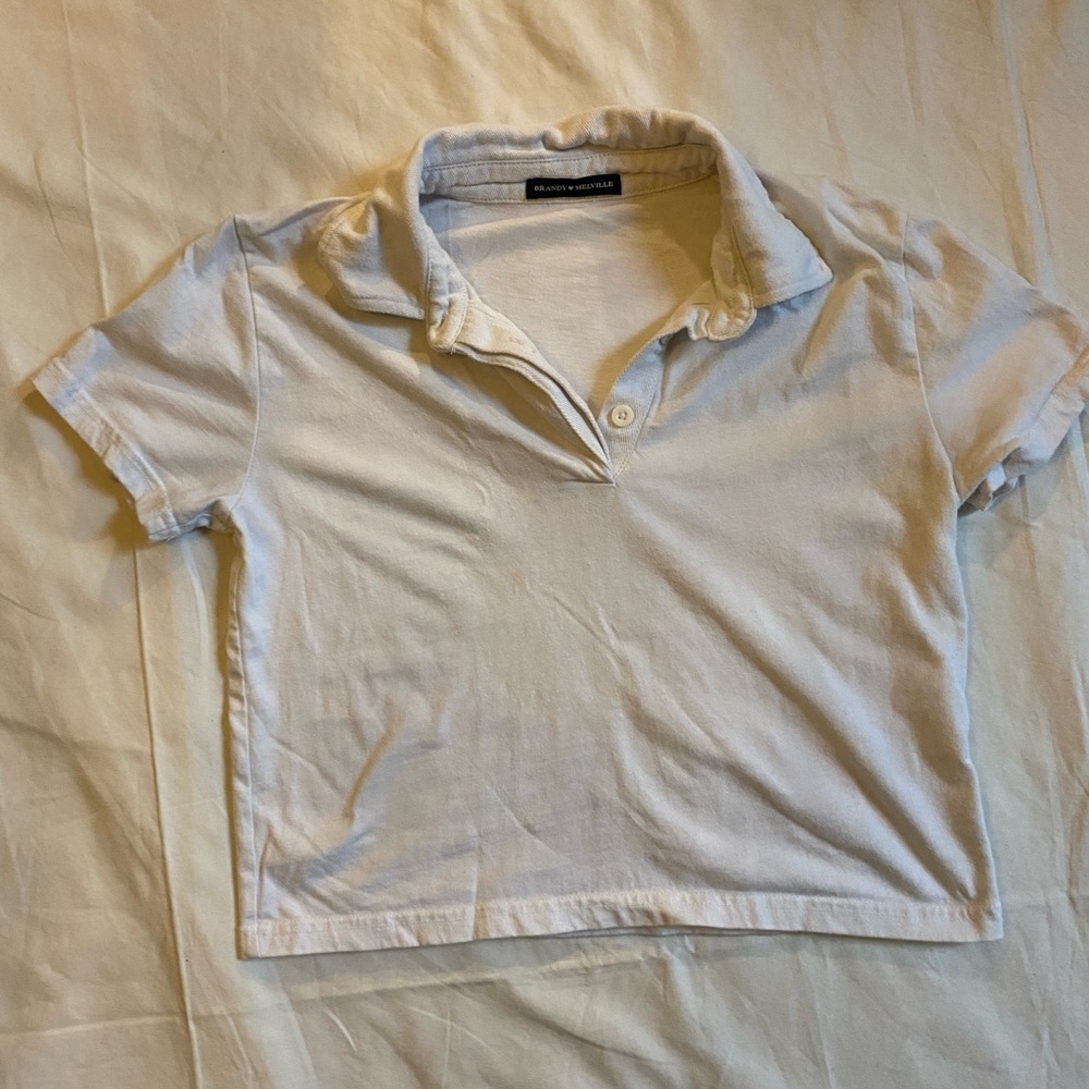 Brandy Melville White Polo Mini Tee